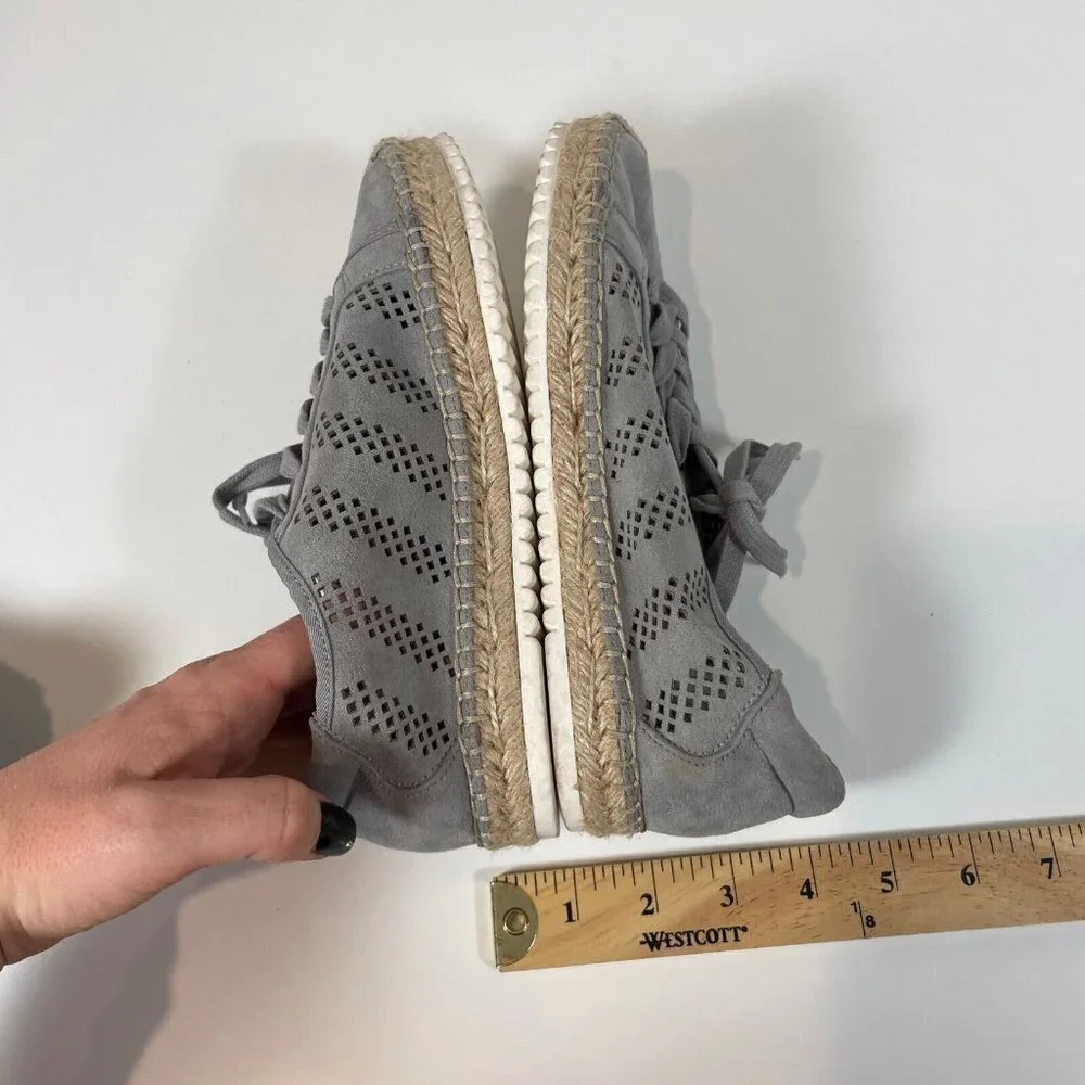 Marc Fisher Womens Lace Up Baila Espadrille Shoes Gray‎ 6.5 M Perforated A303051